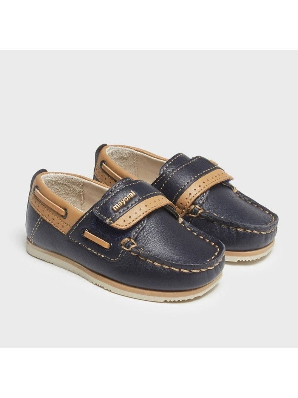 Mayoral Navy and Tan Kids Moccasins